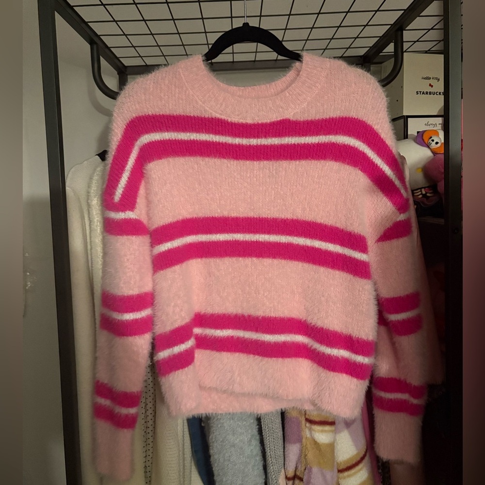 No Boundaries Pink and Magenta Striped Sweater